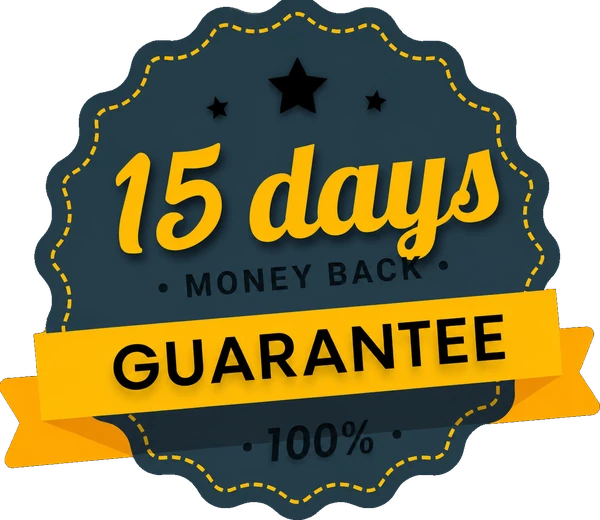 15-Day Money-Back Guarantee Seal - 100% Refundable